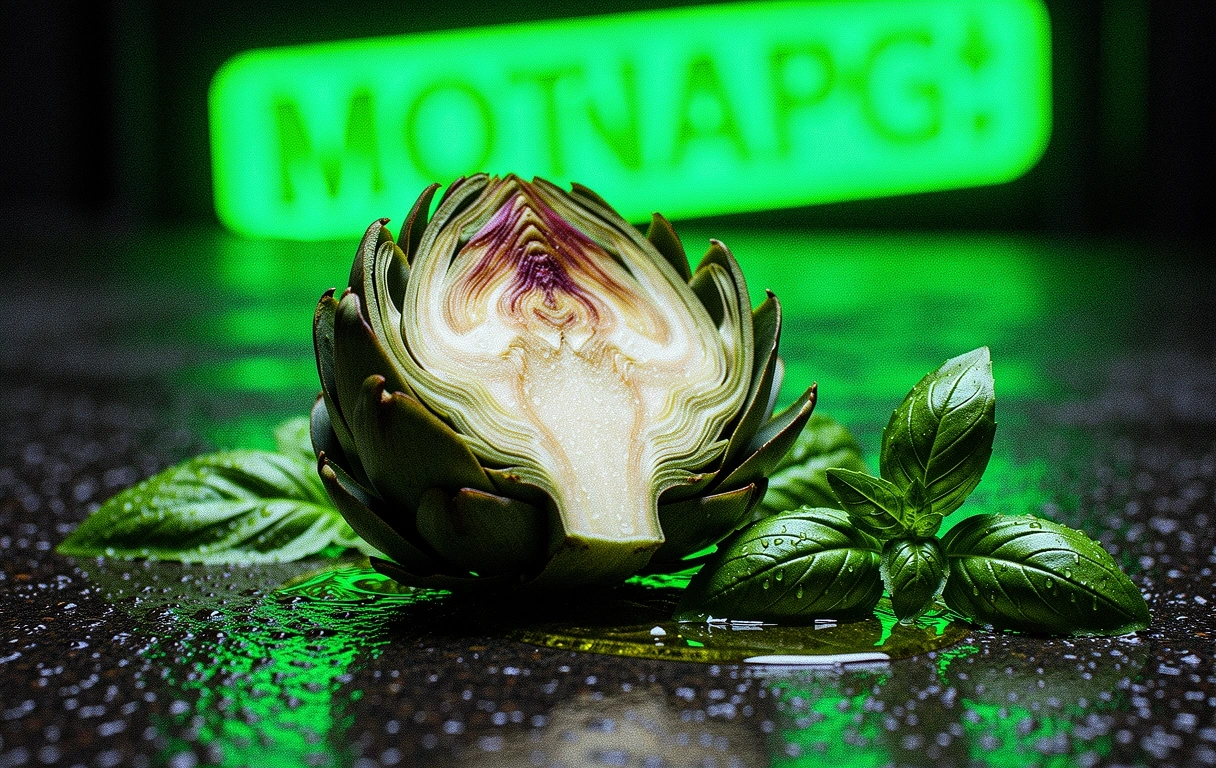 Vibrant Mediterranean ingredients on a dark surface