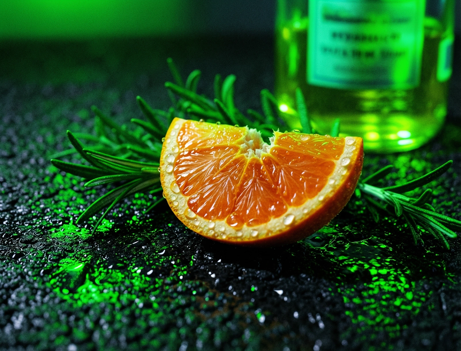 Mediterranean textures of orange and rosemary